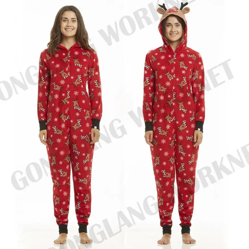 Focusnorm/Рождественские одинаковые пижамы на молнии для всей семьи; комплект одежды для сна для взрослых, женщин, детей и малышей; большие размеры