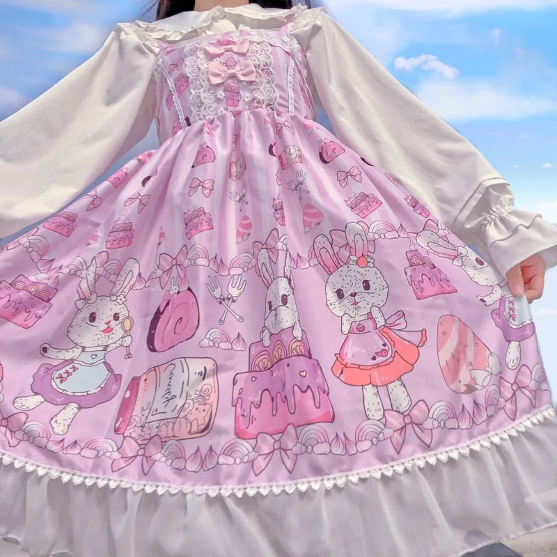 

2020 new lolita dress jsk original authentic bunny jam student cute full paragraph sweet lolita skirt daily