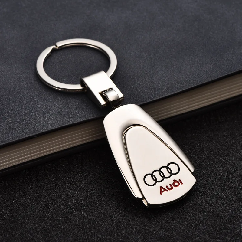

creative trapezoidal metal pendant for Audi car logo key ring chain 4s shop high-end gift men and women waist hanging keychain