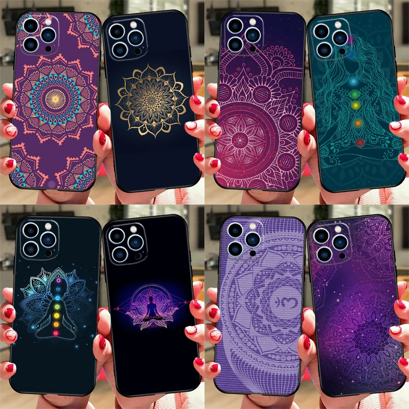 Mandala Chakra Yoga Phone Case For iPhone 12 13 Mini 11 Pro XS Max 6 7 8 Plus SE 2020 X XR Silicone Cover iphone 11 card case