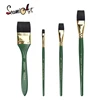 1pc Imitated Animal Nylon Hair Flat Artist Paint Brush Geen Short Holder Watercolor Acrylic Gouache Wash Brush Art Supplies 2