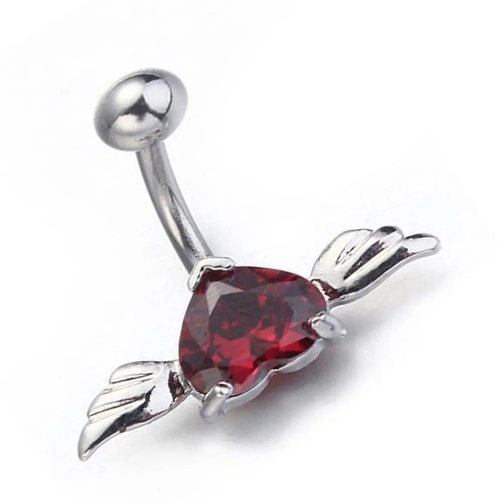 Q01527 Creative Love Unisex Stainless Steel Belly Button Crystal Rhinestone Belly Button Rings Navel Piercing