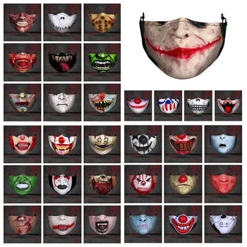 

Reusable Face Masks Halloween Face Mask Funny Scary Terror Washable Reusable Face Masks Horror Clown Scary Mask Party Supplies