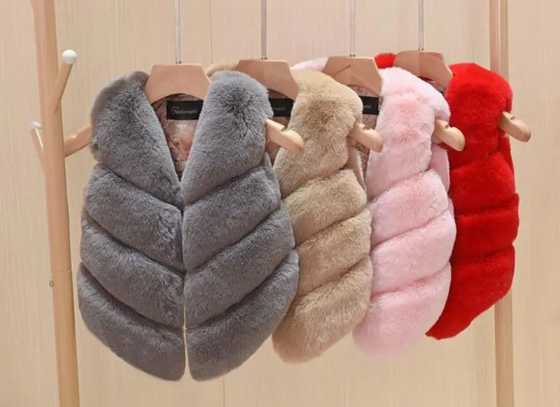

Baby Girls Faux Fur Vest Outfits Christmas Winter Kids Waistcoats Children Warm Coat Infant Sleeveless Jacket Clothes Outerwear