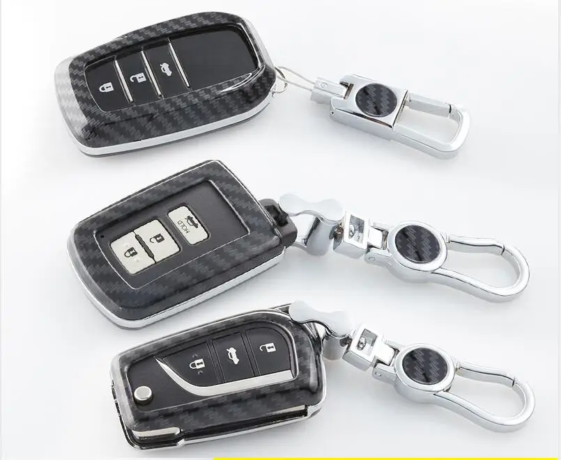 3 кнопки карбоновый брелок для ключей ABS оболочка чехол для Toyota Camry Corolla Avalon Rav4 Land Cruiser автомобильный дистанционный ключ держатель протектор