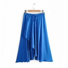 Новая женская элегантная однотонная Асимметричная юбка faldas mujer Женская стильная эластичная талия на шнуровке vestidos повседневные юбки QUN395