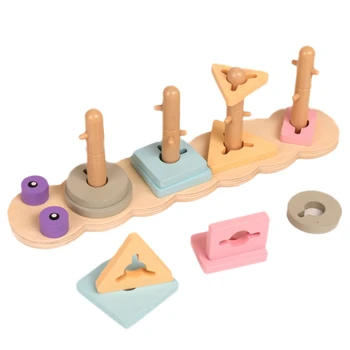 

Kids Wooden Building Blocks Toy Geometric Shape Cognition Match Preschool Teaching Aids Early Educational Toy