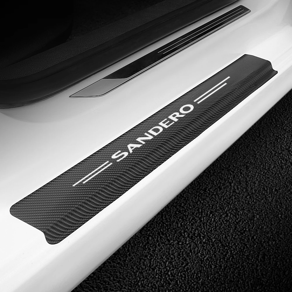 Автомобильный Стайлинг 4 шт. виниловые наклейки из углеродного волокна для автомобиля, защита порога, наклейка для Renault Sandero, авто порог, прикрытие потертостей, аксессуары