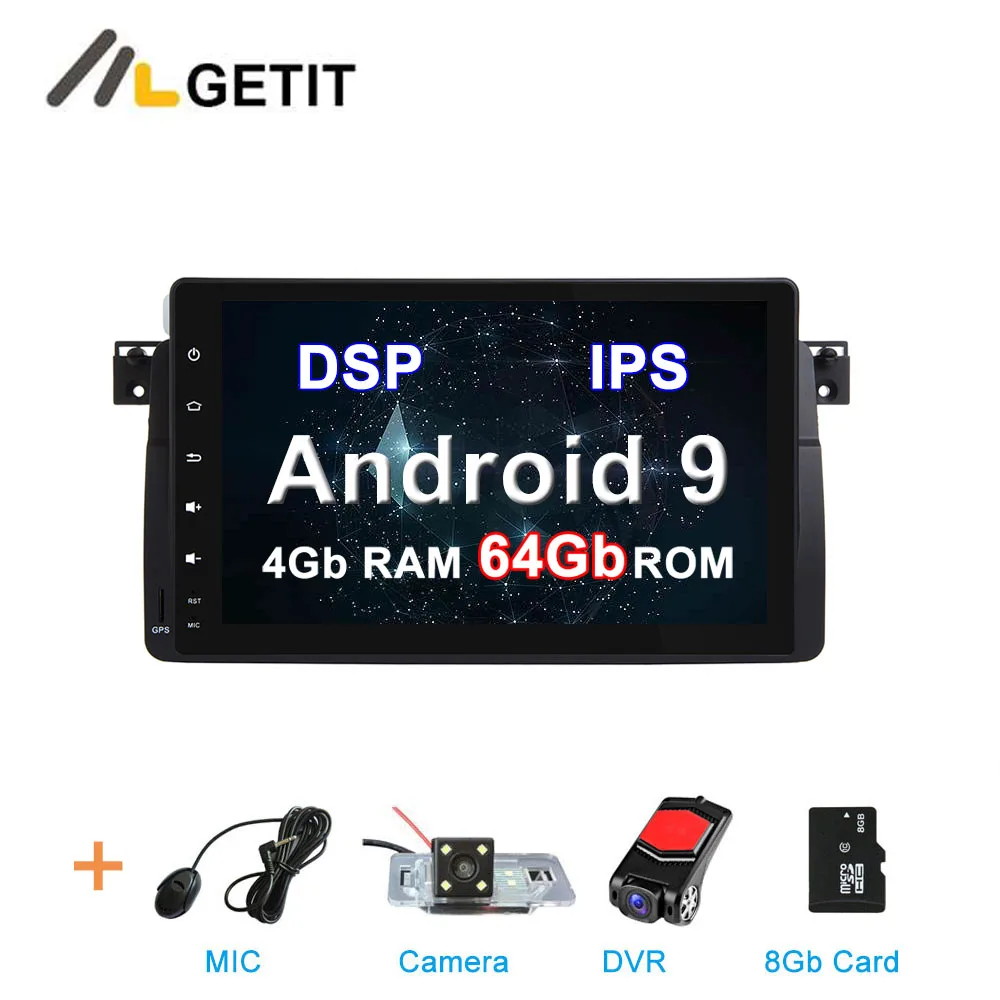 DSP ips 64G Автомобильный DVD стерео Мультимедиа Радио Android 10 для BMW E46 M3 с WiFi BT gps навигацией - Цвет: 4G CAM DVR SD-DSP