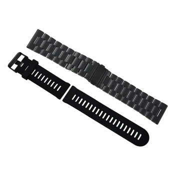 

2 Pcs for Garmin Fenix 3 / HR Wrist Watch Band, Stainless Steel Bracelet & Soft Silicone