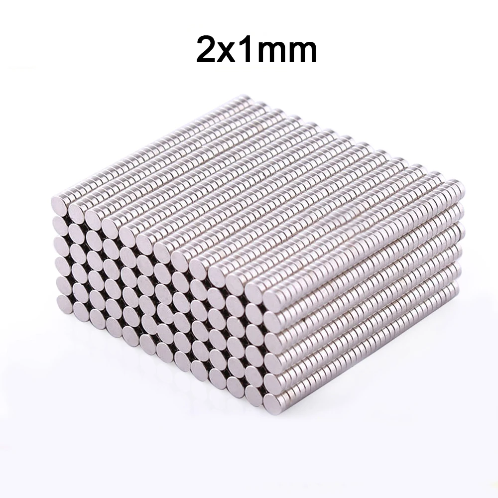 100pcs 2 x 1mm Small Disc Rare Earth Neodymium N35 Permanent Round Strong Magnet 