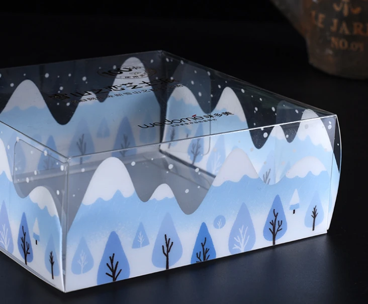 

Custom transparent birthday cake box,Glossy Lamination plastic packaging box for cake ---PX20330