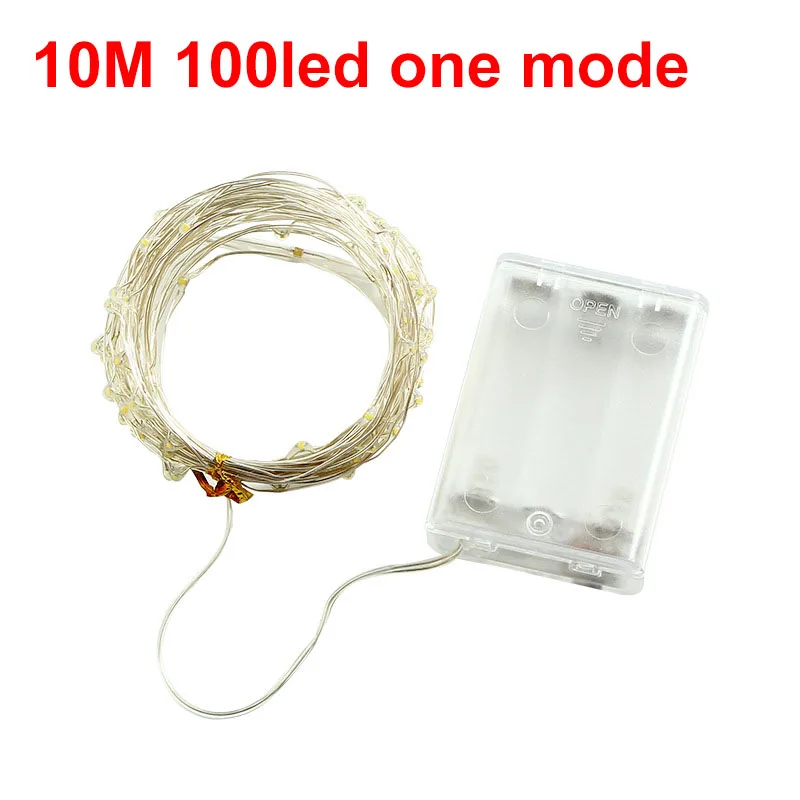 10m 100led one mode Сказочные гирлянды, 8 режимов, 33 фута, 100 Led, с батареей, Рождество, свадьба, таймер, управление, водонепроницаемый, медный провод, мерцание - Испускаемый цвет: 10m 100led one mode