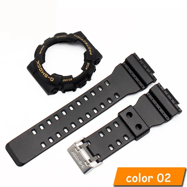 For Casio G-SHOCK GA-110 GA-100 GD-120 Rubber Sports Strap Modification Accessories, Including Case and Strap Adapter black yellow