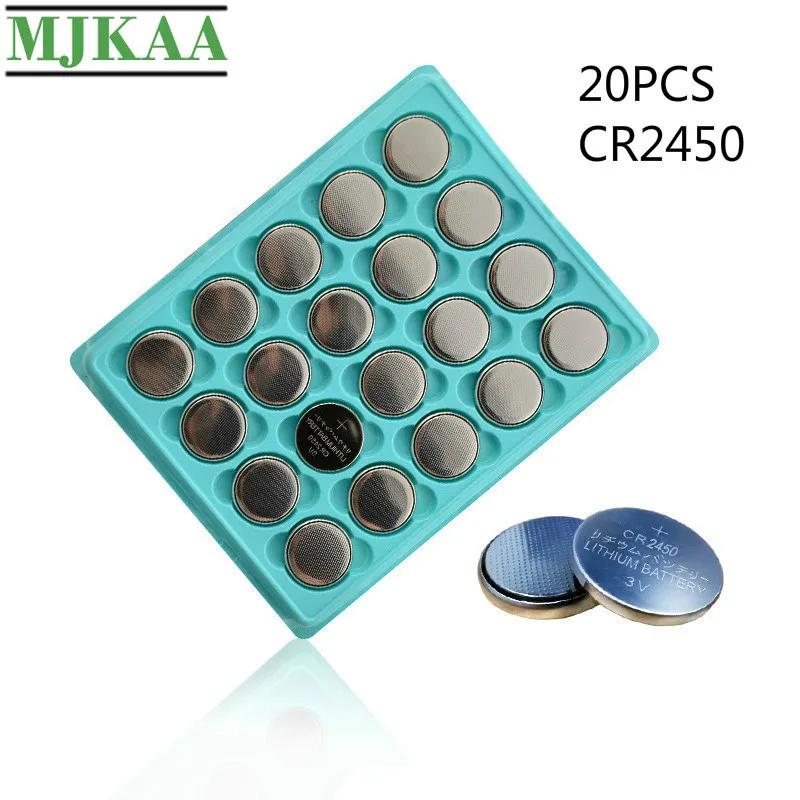 MJKAA 20 шт. CR2450 3 в кнопочные батареи KCR2450 5029LC LM2450 элемент монет литиевая батарея CR 2450