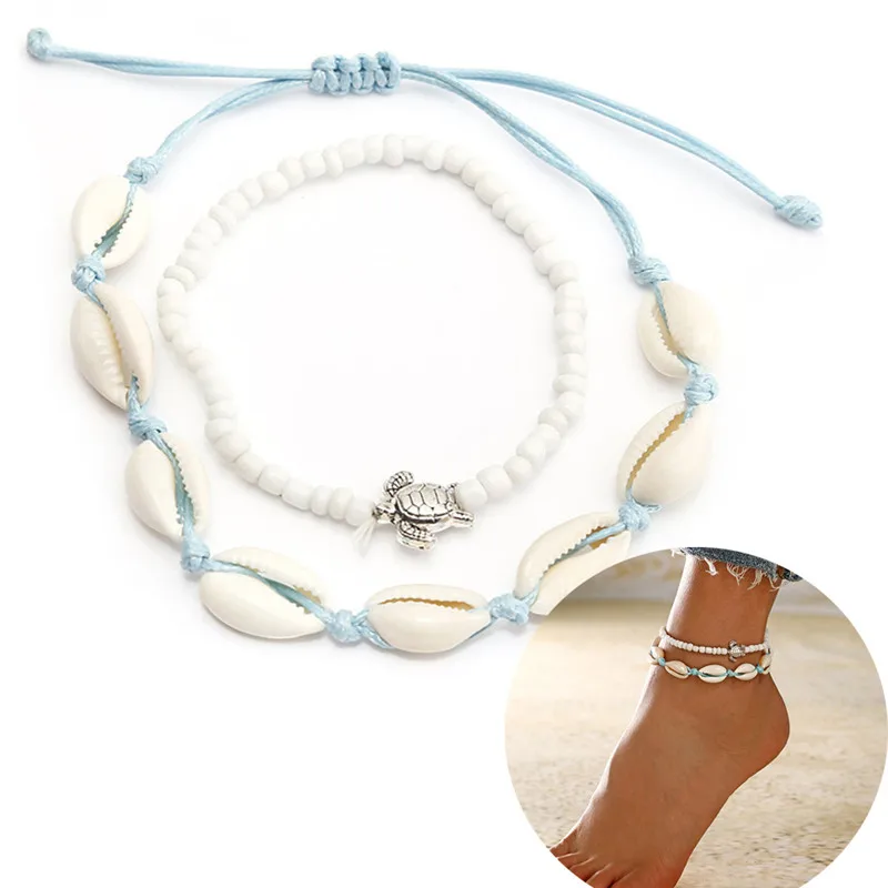 VIVILADY BOHO Регулируемый пляж натуральная оболочка раковины женские ножные браслеты ручной работы Лето сплав Морская звезда Подвеска в виде ракушки Bijoux - Окраска металла: B688