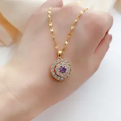 HOYON 18K Gold Color One Eye Necklace Women's Jewelry Diamond Style Bijoux Femme Collares Natural Gemstone Pendant With Necklace