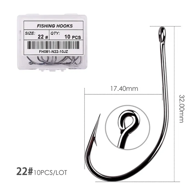 50pcs 10pcs Coating High Carbon Stainless Steel Barbed Carp Fishing Hooks Pack with Retail Original Box Fishing Hook Tackle Size 22 - 10pcs