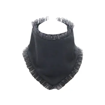 

Pleated Ruffles Adjustable Rim High Fake Collar Black Necklace Choker Wool Neck Warmer AXYD