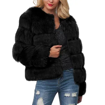 

New Faux Fur Women Coat Solid Thick Winter Gradient Outerwear High Waist Fashion Faux Fur Jacket Thick imitation Fur Coats #0910