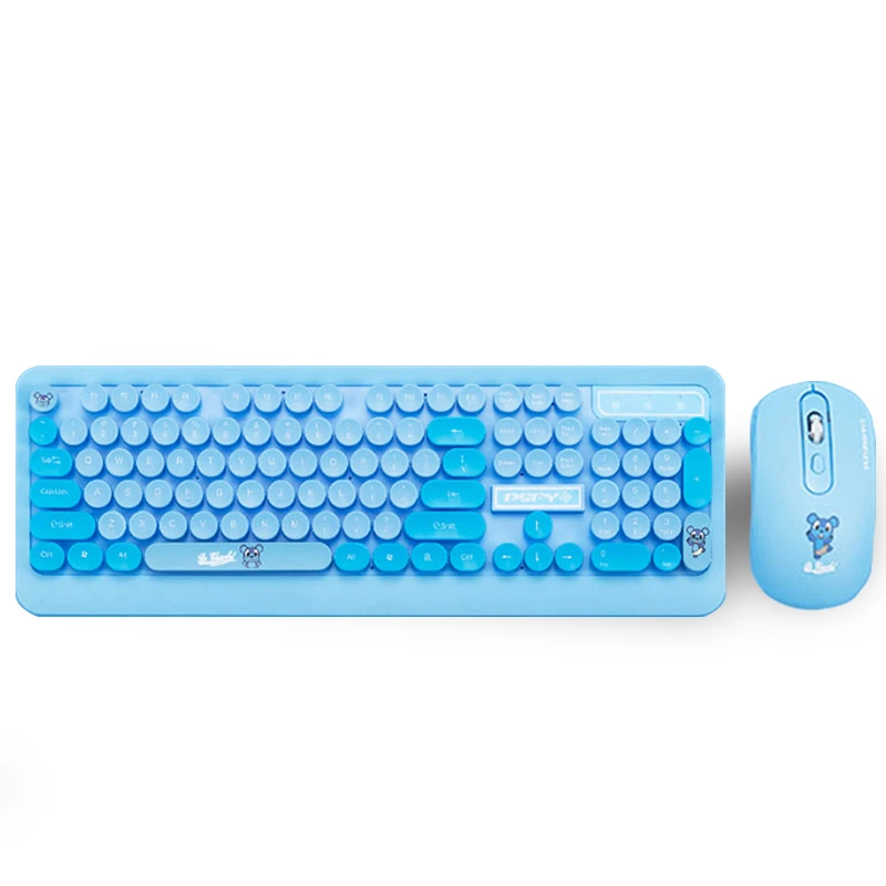Cute Cartoon 2 4g Wireless Gaming Keyboard Mouse Combo Round Button 104 Key Keyboard Silent Mouse For Macbook Laptop Computer Keyboards Aliexpress