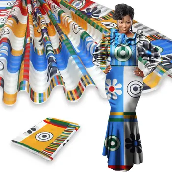 

African wax ribbon silk organza material pattern organza silk fabrics for women dress 4+2yards s200422