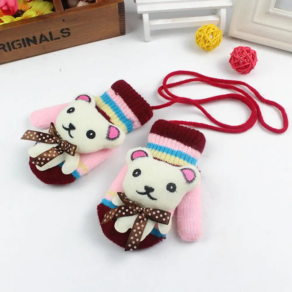 Studyset Boy gloves Girl Cute Cartoon Warm Thickening Knitted Gloves for Winter Autumn acrylic Cartoons children
