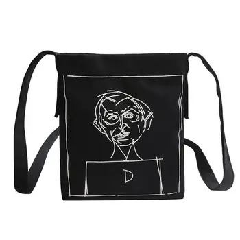 

Hot Sale Handbags Wear-resistant Portable Fashion Cartoon Print Shoulder Handbags Women Canvas Messenger Bag Daily Totes