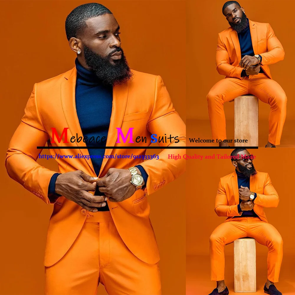 Комплект из 2 предметов оранжевые мужские костюмы приталенный костюм для