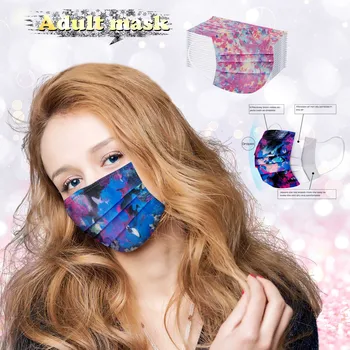

50/20PCS Disposable Non-woven Face Mask Fashion Adult Print 3 Layer Mask Design Mask Mouth Mask With Design Mascaras Mask