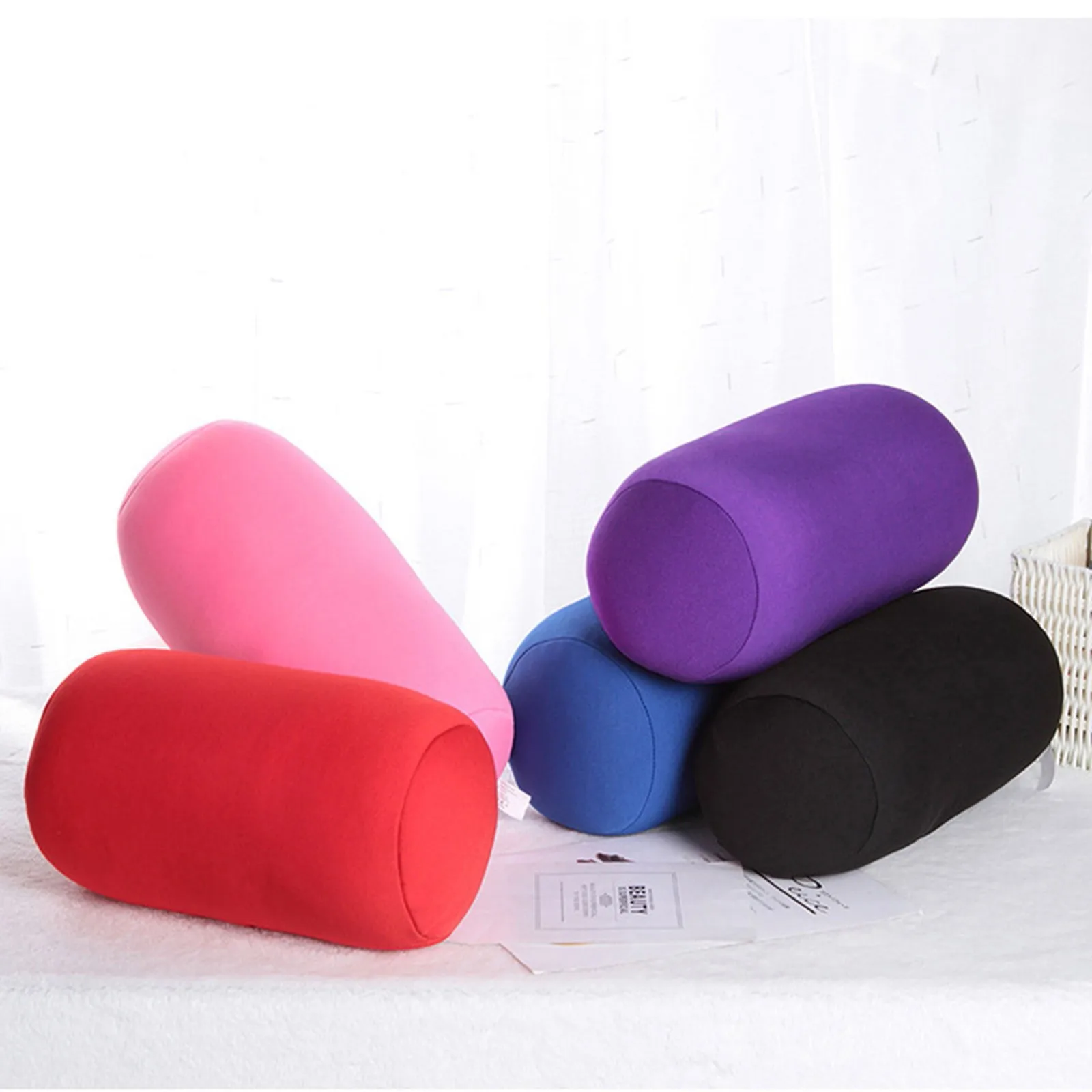 Roll Round Memory Foam Pillow Home Head Neck Microbead Back Sofa Cushion Office Sleep Support | Дом и сад