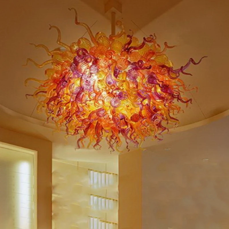 

Luxury Ball Chandeliers LED Lights Round Ceiling Decorate Blown Glass Chandeliers Living Room Restaurant Indoor Decor Hanglamp