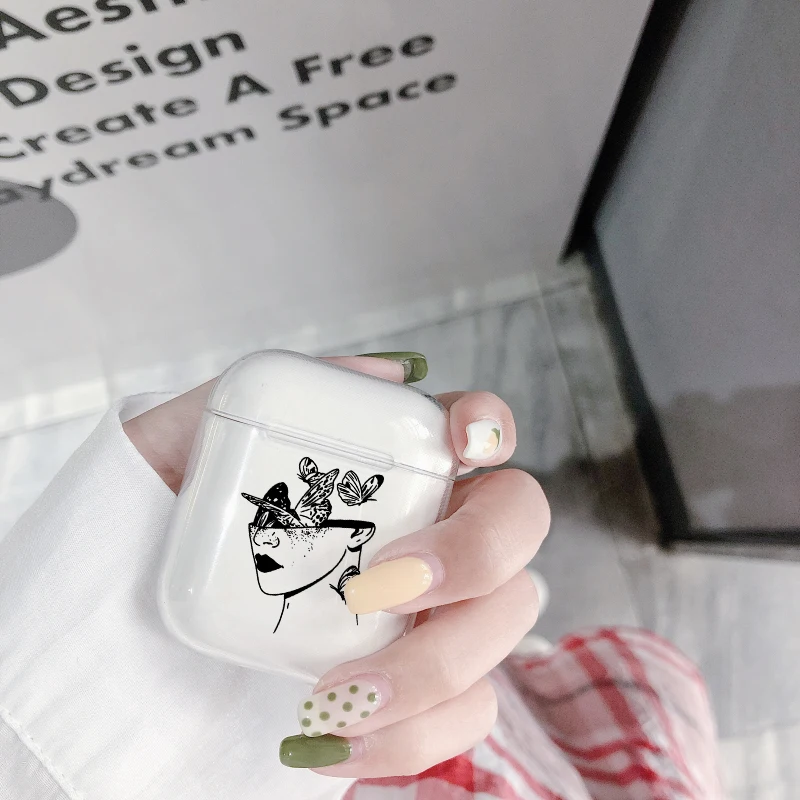 Милый чехол для Apple airpods Чехол стиле «граффити» из мультфильма; фигурку Bluetooth наушники чехол для Airpods1 2 наушников Чистый Мягкий чехол