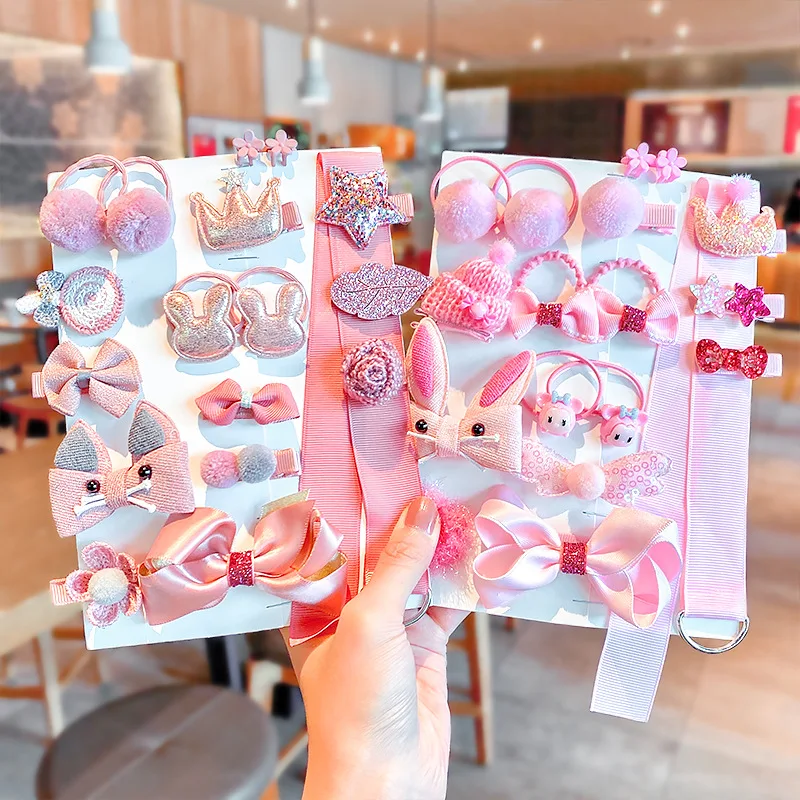 24 шт./компл. детские заколки для волос повязка на голову с бантиками аксессуары