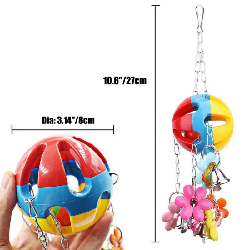 Parrots Bird Toys Bird Accessories Pet Colorful Beads Bells Chew Swing Toys For Budgie Parakeet Cage Cage Hanging