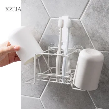 

XZJJA Wall Mounted Bathroom Storage Shelf Bathroom Toothbrush Toothpaste Towel Cosmetics Storage Holder Bathroom Organizer