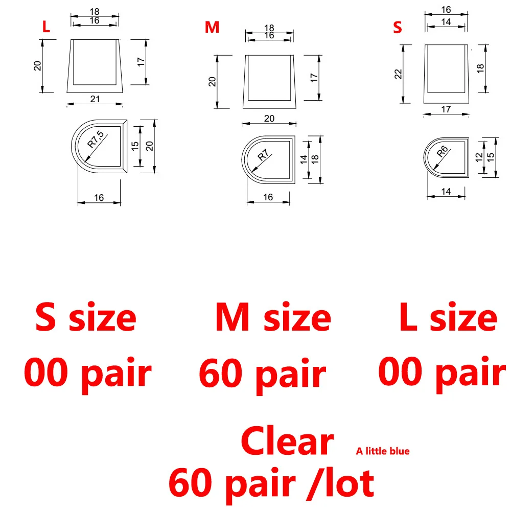 60 пар/лот протекторы на высоком каблуке силиконовые Стопперы на каблуке для обуви для свадебной вечеринки - Цвет: Clear M60