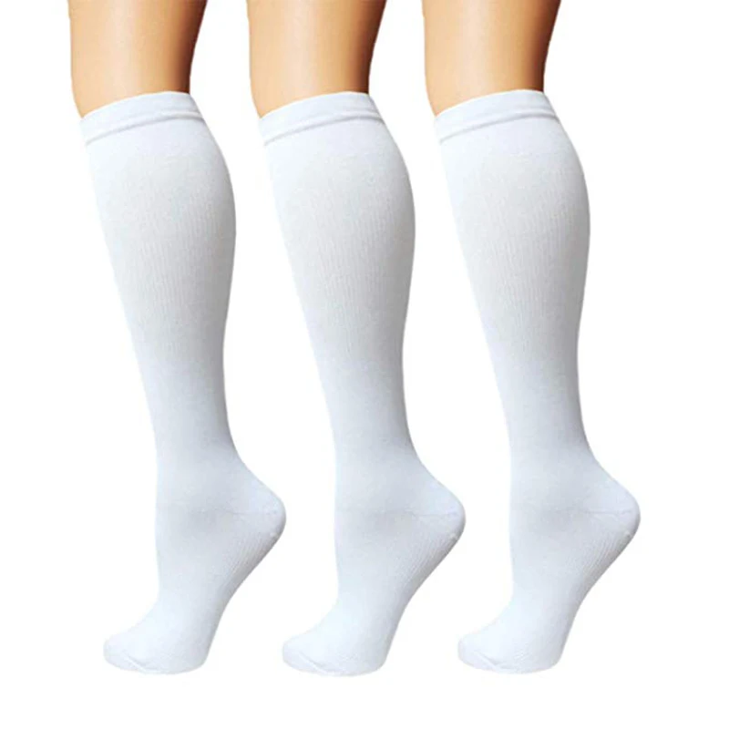 Унисекс медные Компрессионные носки для женщин и мужчин анти усталость боли колено высокие чулки