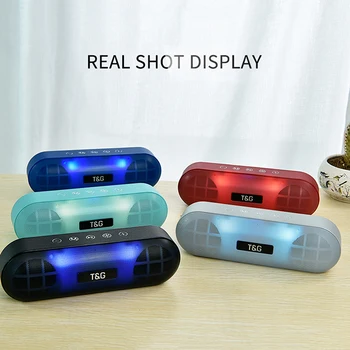 

3D Stereo Music Surround With Mic FM TF Card TG148 LED Bluetooth Outdoor Speaker Metal Portable Super Bass Wireless Loudspeaker