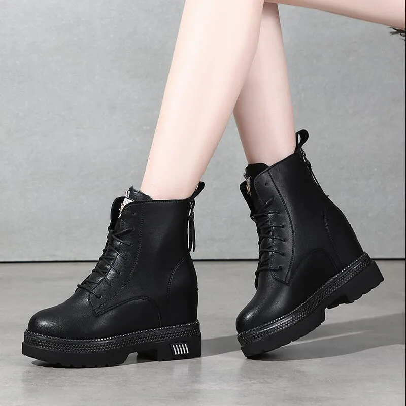 

Winter Boots Ankle Boots Women Shoes Woman Boots Fashion PU Wedge Short Boots Booties 2019 Winter New Short Fur Warm Boots B55