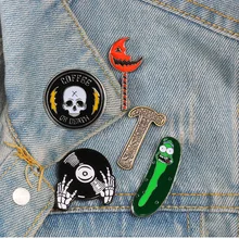 Алиэкспресс Лидер продаж в европейском и американском стиле Лидер продаж брошь для Хэллоуина в стиле «панк» молотковая Череп Роза брошь в виде гитары новых продуктов