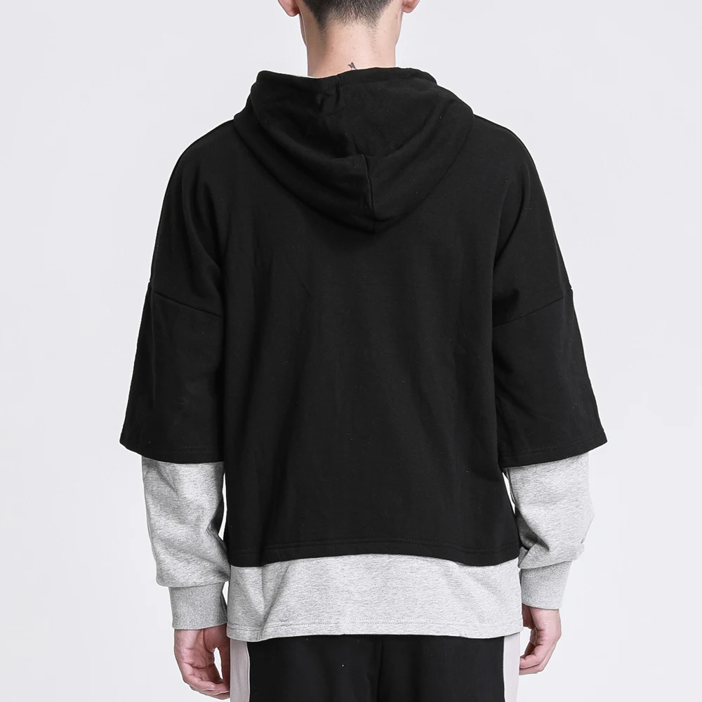 OSCN7 High Street поддельные две части толстовки мужские осень рок Харадзюку негабаритных толстовка с капюшоном Мужская s Женская толстовка 8121