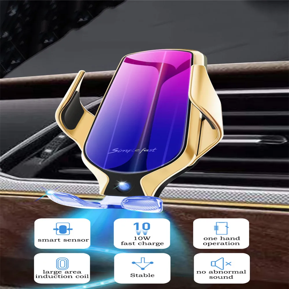 R9 smart sensor автомобильный беспроводной зарядный держатель для телефона простое Быстрое беспроводное зарядное устройство для huawei для iPhone X/8/XS/11 Pro Max