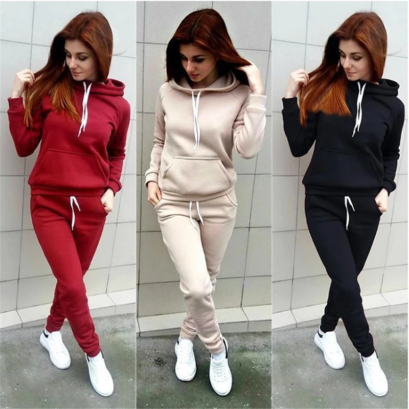 Women's Tracksuit Sweatshirt Sets Hoodies+Jogging Pants 2 Piece Set Winter Jogger Sports Suit Female Pullover Fashion Clothing