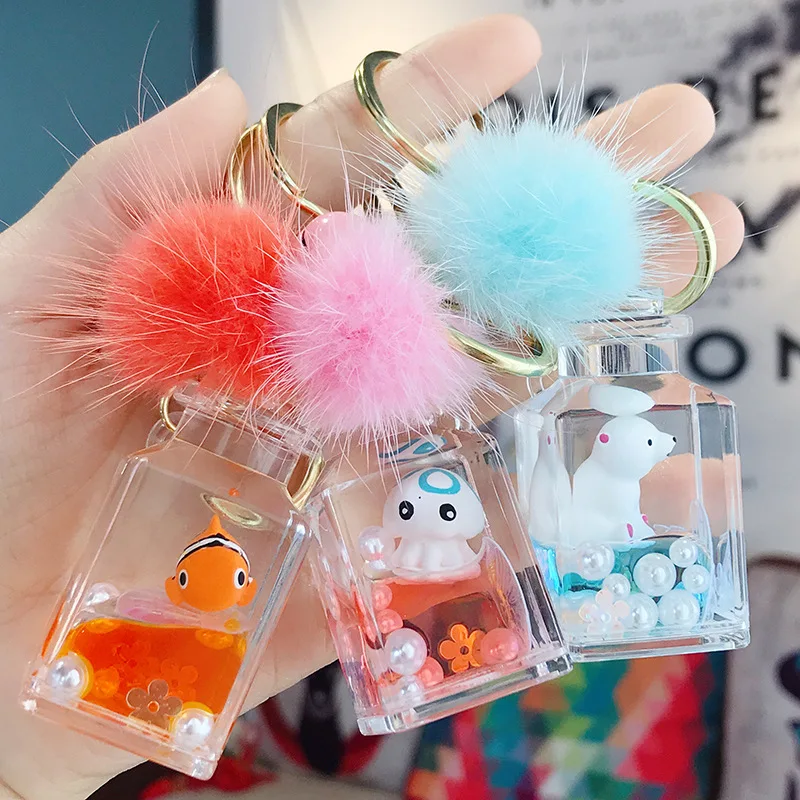 Модные морские животные Осьминог тюлень дельфины Clownfish полярный медведь Пингвин КИТ кукла брелок Звездный жидкий зыбучий песок брелоки