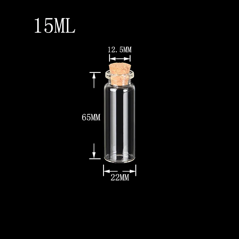 22x65x12.5mm 1 шт стеклянные банки пробковые пробки украшения DIY контейнеры дешевые мини-бутылки желаний для праздника свадьбы украшения дома рождественские подарки - Цвет: 22x65x12.5mm