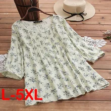 Aliexpress - 2021 Spring  Womens Blouses County Style Print  Casual Elegant O-Neck Blouse Shirt Casual Loose Tops OL Pullover Top