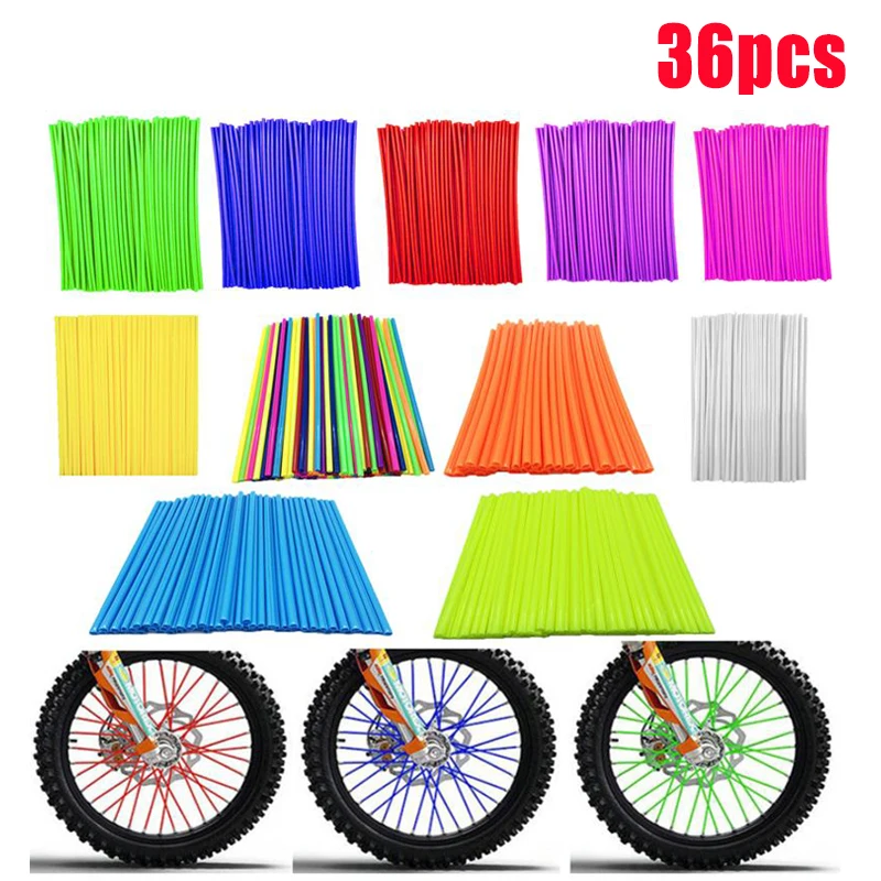 New Motorcycle 36 Pcs Wheel Rim Spoke Wrap Kit Skin Cover For  Motocross Dirt Pit Bike Enduro 22mm retro motorcycle handlebar aluminum alloy motocross steering wheel vintage handle bar for cafe racer pit dirt bike scooter