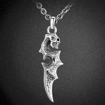 

silver products manufacturer direct sales new S925 pure silver necklace skull retro pendant men's personality