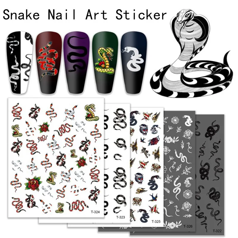 Newest Snake Design 3D Nail Art Sticker Decal Stamping Back Gule DIY Decoration Tools